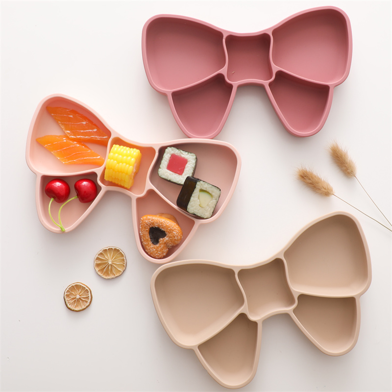 Baby Food Grater - 아기 실리콘 식사 접시 나비매듭, BPA