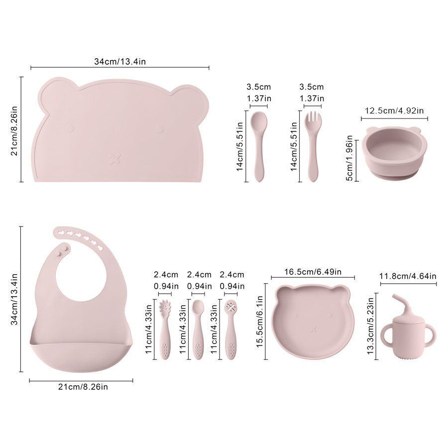 조절 가능한 턱받이 실리콘 아기 수유 세트, 만화 곰  - Baby Food Tray 리뷰 및 가격