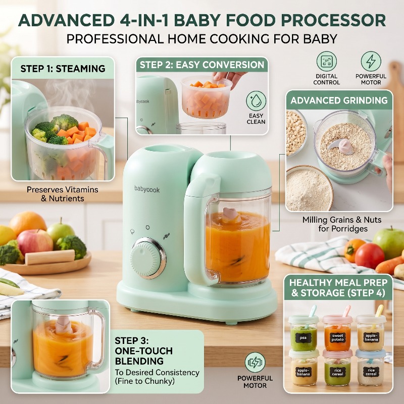 다기능 고정밀 이유식 제조기 소형 자동 4 in 1 조 - Baby Food Steamer 리뷰 및 가격